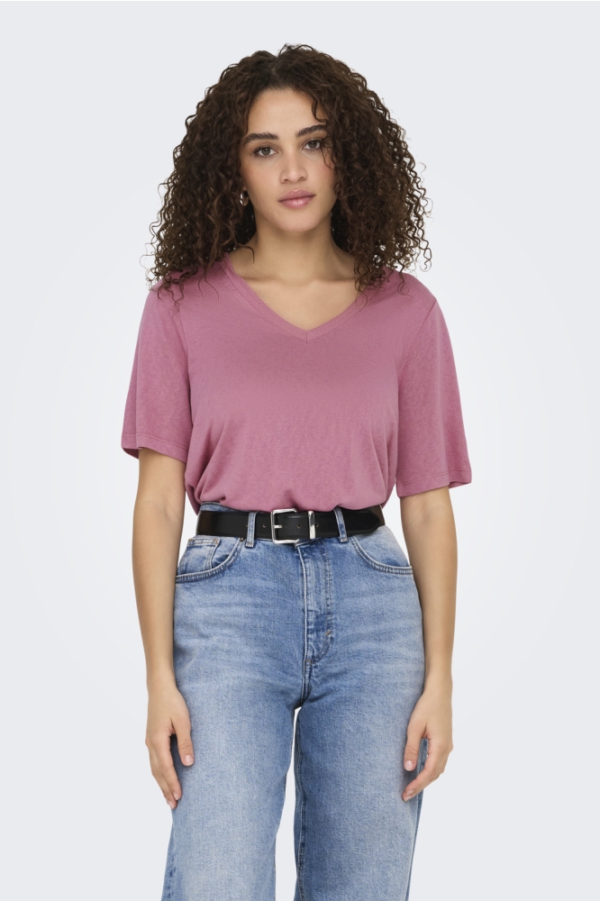 ONLELISE S/S V-NECK TOP JRS NOOS 15257390 HEATHER ROSE